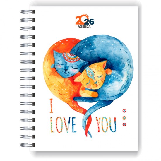 Agenda 2026 tapa dura mod. 5088 "I love you" en caja para regalo