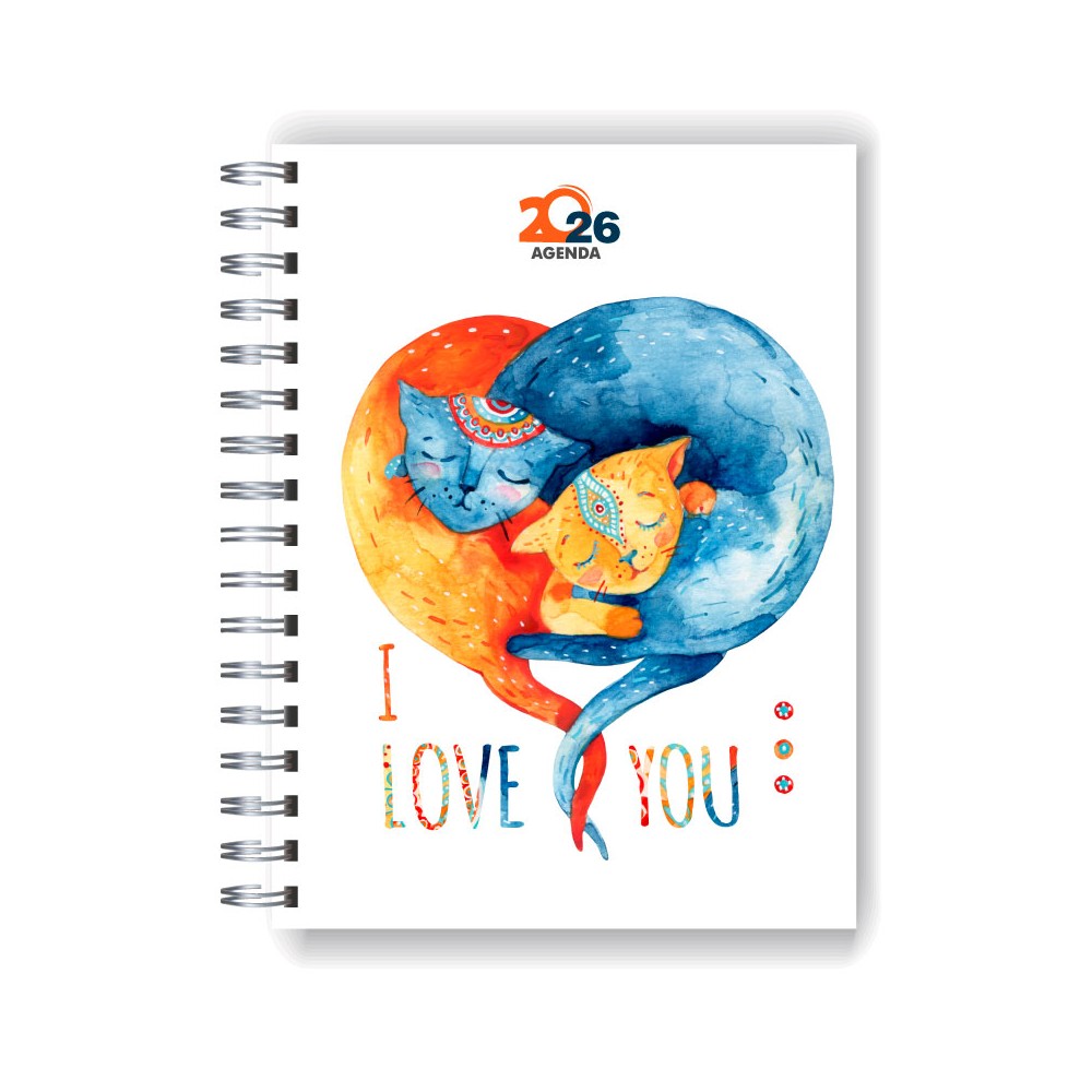 Agenda 2026 tapa dura mod. 5088 "I love you" en caja para regalo