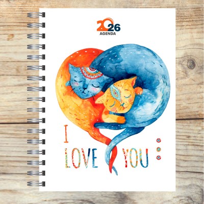 Agenda 2026 tapa dura mod. 5088 "I love you" en caja para regalo