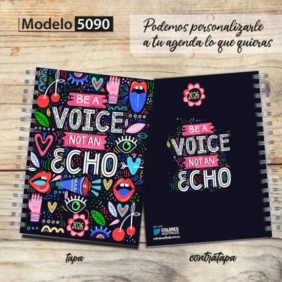 Agenda 2026 tapa dura mod. 5090 "Be a voice" en caja para regalo