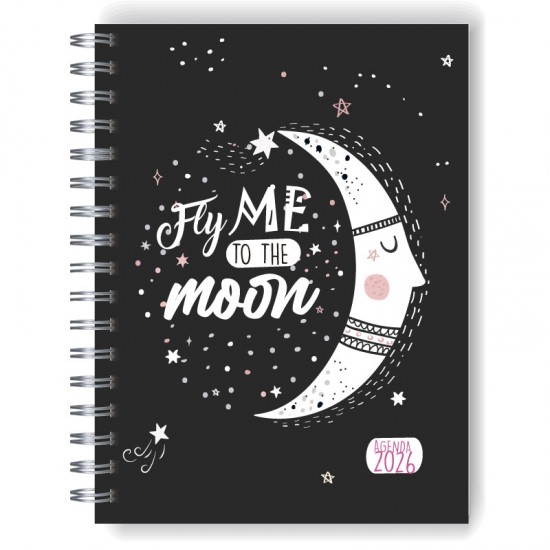 Agenda 2026 tapa dura mod. 5091 "Fly me to the moon" en caja para regalo