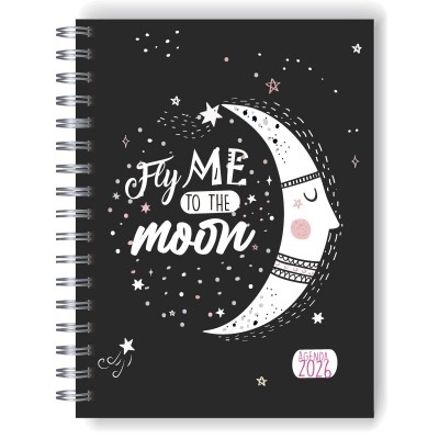 Agenda 2026 tapa dura mod. 5091 "Fly me to the moon" en caja para regalo