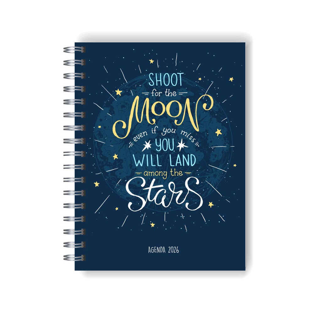 Agenda 2026 tapa dura mod. 5092 "Shoot to the moon" en caja para regalo