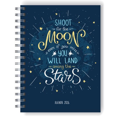 Agenda 2026 tapa dura mod. 5092 "Shoot to the moon" en caja para regalo