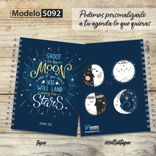 Agenda 2026 tapa dura mod. 5092 "Shoot to the moon" en caja para regalo