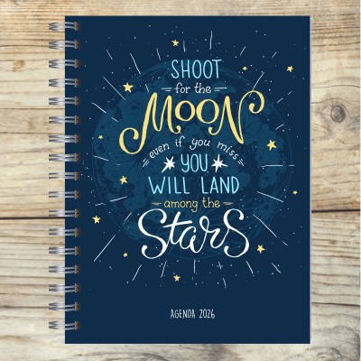 Agenda 2026 tapa dura mod. 5092 "Shoot to the moon" en caja para regalo