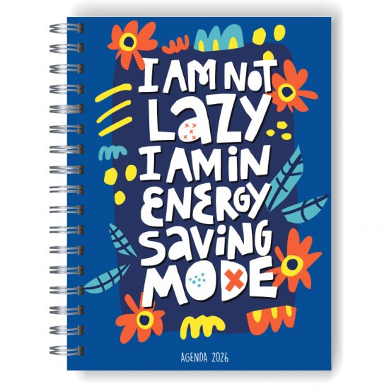 Agenda 2026 tapa dura mod. 5093 "I am not lazy" en caja para regalo