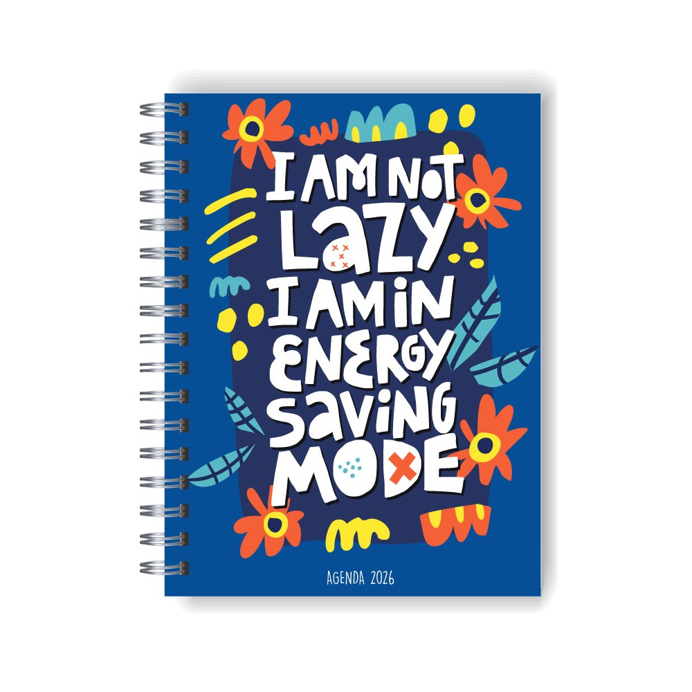 Agenda 2026 tapa dura mod. 5093 "I am not lazy" en caja para regalo