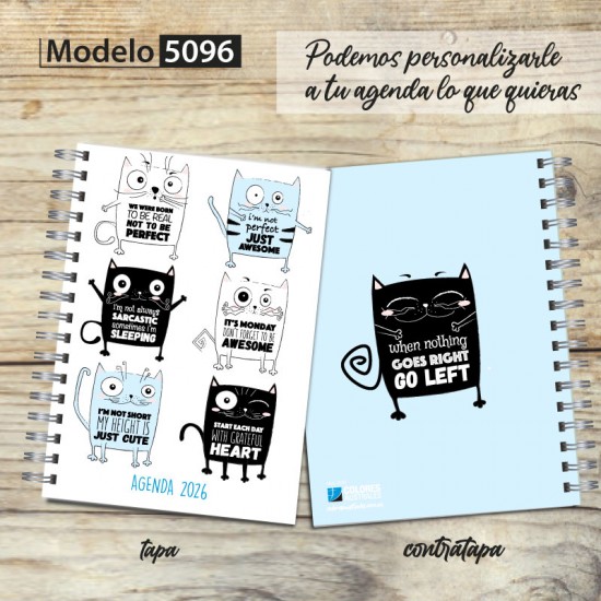 Agenda 2026 tapa dura mod. 5096 "Awesome cats" en caja para regalo