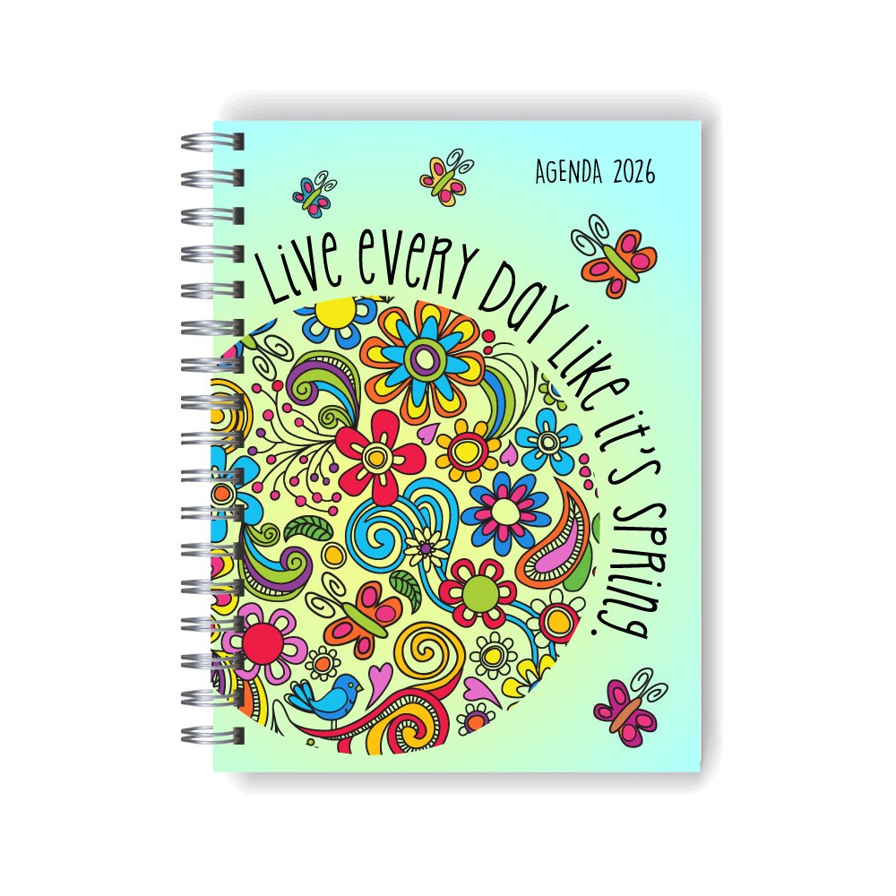 Agenda 2026 tapa dura mod. 5099 "Live every day" en caja para regalo