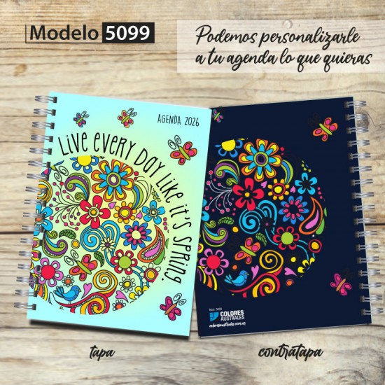 Agenda 2026 tapa dura mod. 5099 "Live every day" en caja para regalo