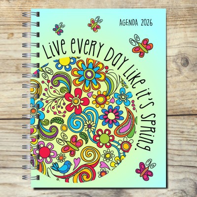 Agenda 2026 tapa dura mod. 5099 "Live every day" en caja para regalo