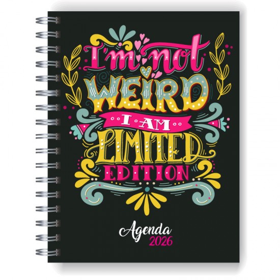 Agenda 2026 tapa dura mod. 5105 "I am not weird" en caja para regalo