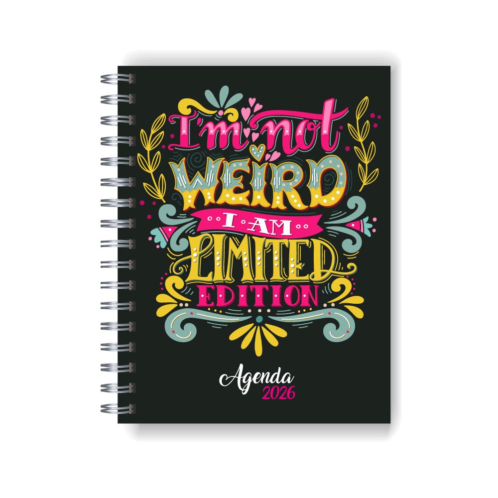 Agenda 2026 tapa dura mod. 5105 "I am not weird" en caja para regalo