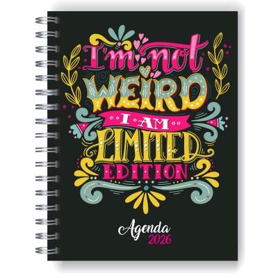 Agenda 2026 tapa dura mod. 5105 "I am not weird" en caja para regalo