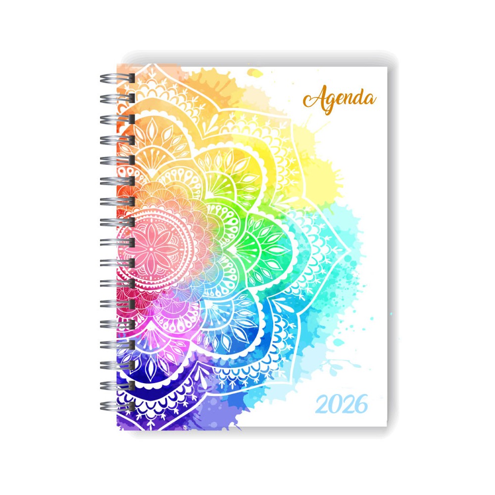 Agenda 2026 tapa dura mod. 5107 "Watercolour Mandala" en caja para regalo