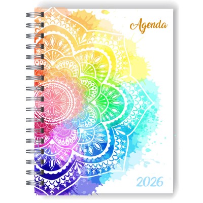 Agenda 2026 tapa dura mod. 5107 "Watercolour Mandala" en caja para regalo