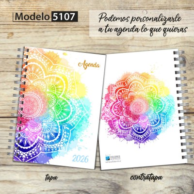 Agenda 2026 tapa dura mod. 5107 "Watercolour Mandala" en caja para regalo