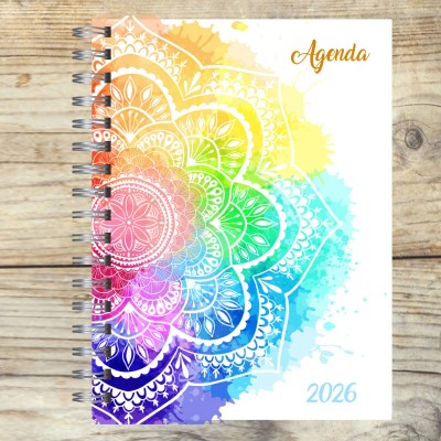 Agenda 2026 tapa dura mod. 5107 "Watercolour Mandala" en caja para regalo