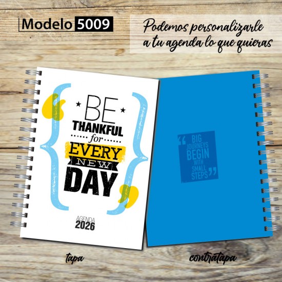 Agenda 2026 tapa dura mod. 5009 "Be Thankful" en caja para regalo