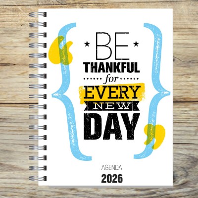 Agenda 2026 tapa dura mod. 5009 "Be Thankful" en caja para regalo