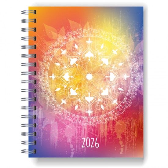 Agenda 2026 tapa dura mod. 5011 "Rainbow Mandala" en caja para regalo