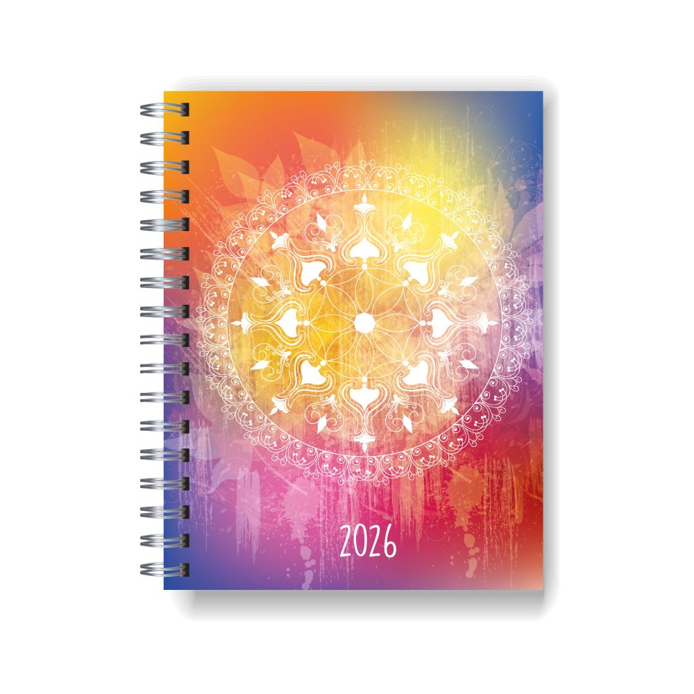 Agenda 2026 tapa dura mod. 5011 "Rainbow Mandala" en caja para regalo