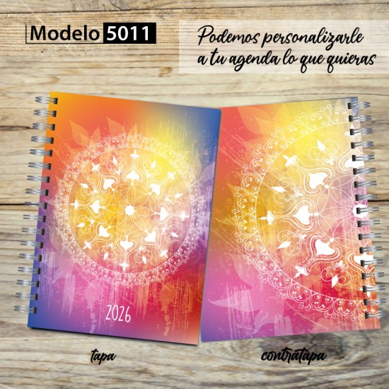 Agenda 2026 tapa dura mod. 5011 "Rainbow Mandala" en caja para regalo