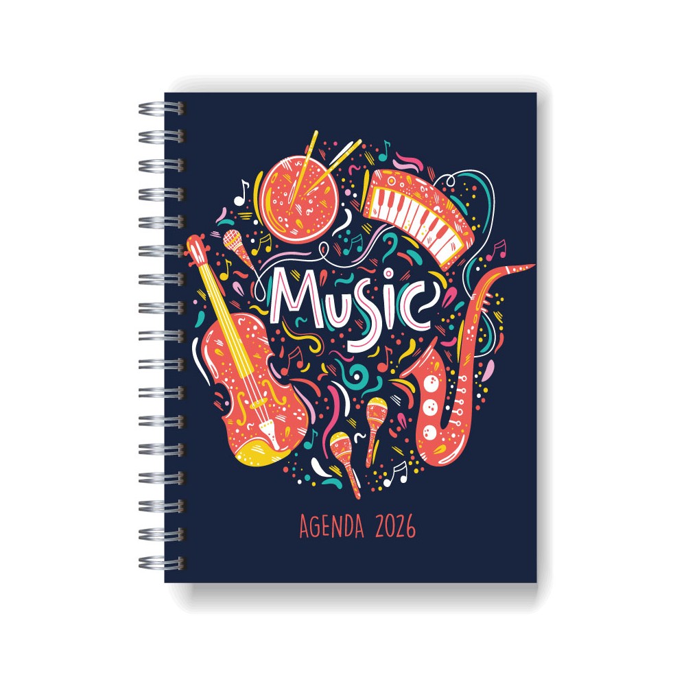 Agenda 2026 tapa dura mod. 5013 "Music 4" en caja para regalo