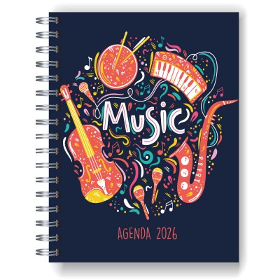 Agenda 2026 tapa dura mod. 5013 "Music 4" en caja para regalo