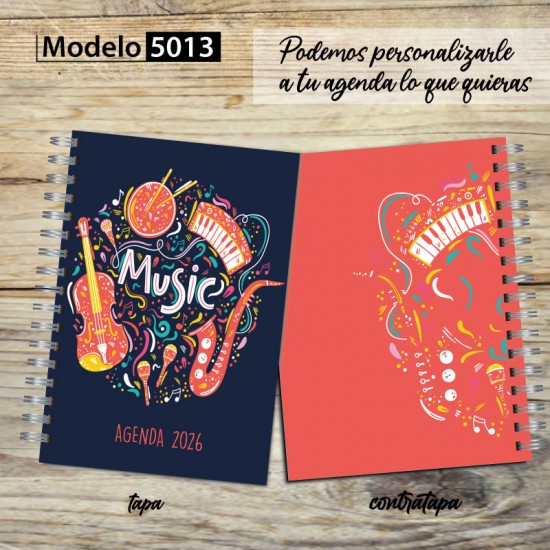 Agenda 2026 tapa dura mod. 5013 "Music 4" en caja para regalo