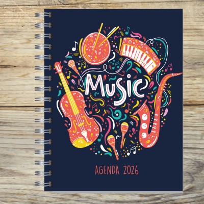 Agenda 2026 tapa dura mod. 5013 "Music 4" en caja para regalo