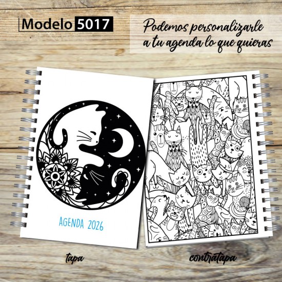 Agenda 2026 tapa dura mod. 5017 "Cats 3" en caja para regalo