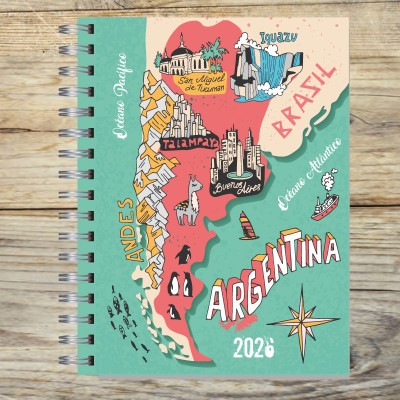 Agenda 2026 tapa dura mod. 5005 "Argentina" en caja para regalo