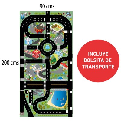 Pista de autos en lona de 90x200 cms.