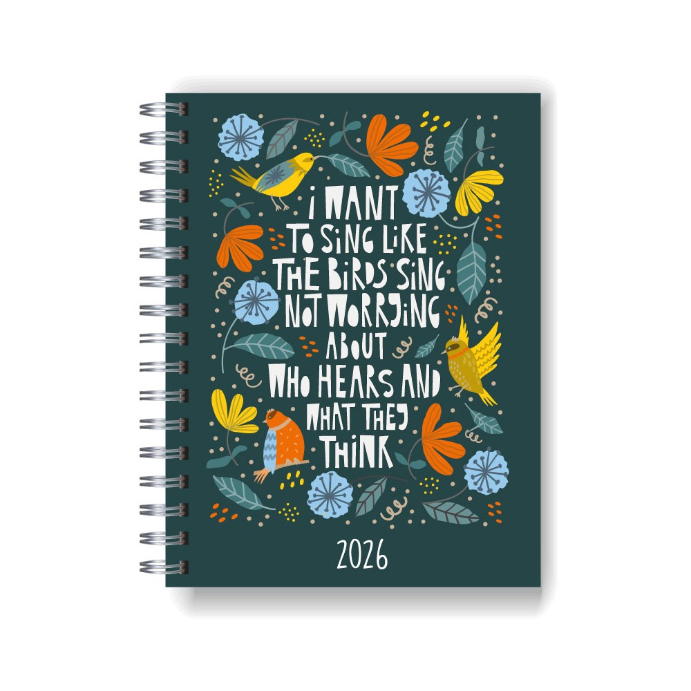Agenda 2026 tapa dura mod. 5004 "Like a bird" en caja para regalo