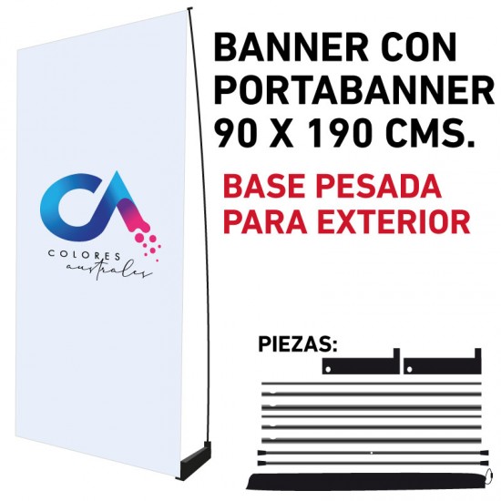 Banner 2 tensores con portabanner 90x190 cms. BASE PESADA (para exterior)