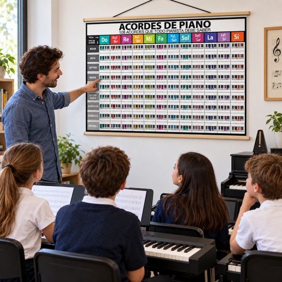 Lona didáctica Acordes de Piano de 100 x 70 cms. lista para colgar