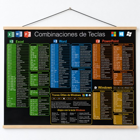 Poster en lona de Atajos teclas Windows de 100 x 70 cms. listo para colgar