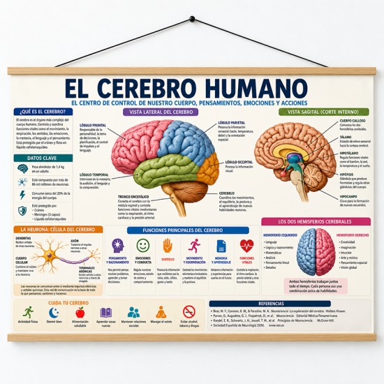 Poster en lona El Cerebro Humano de 100 x 70 cms. listo para colgar