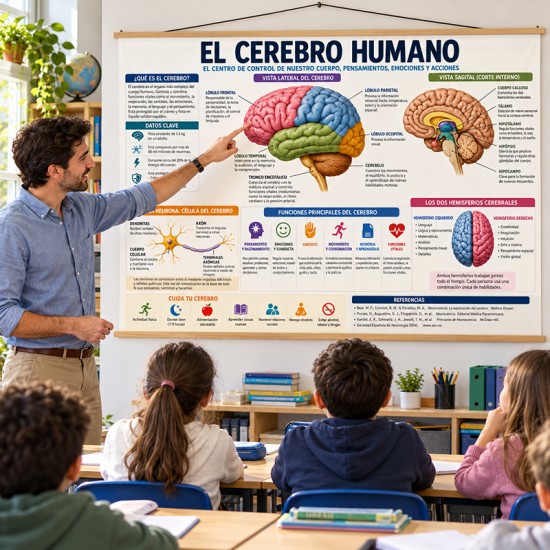 Poster en lona El Cerebro Humano de 100 x 70 cms. listo para colgar
