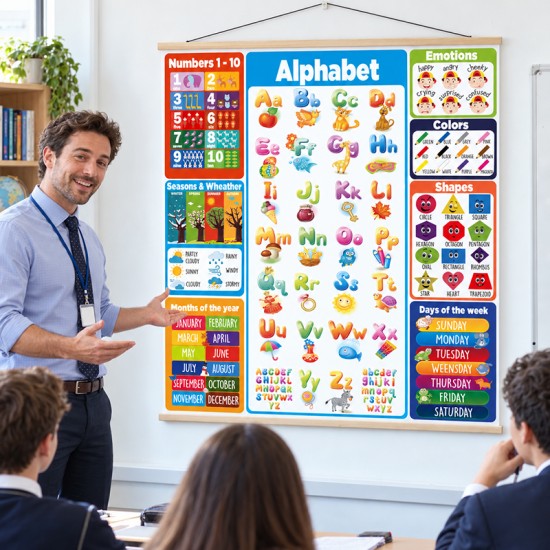 Poster en lona para Aprendizaje de Inglés Preescolar de 90 x 110 cms. listo para colgar