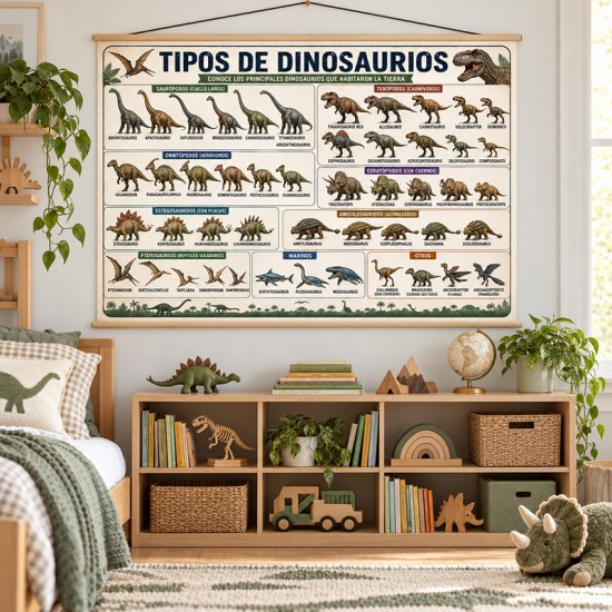 Poster en Lona Los Dinosaurios de 100 x 70 cms. listo para colgar