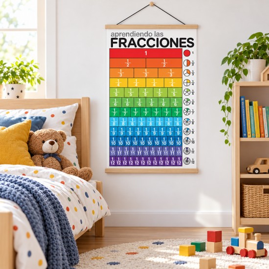Poster en Lona de Aprendizaje de Fracciones de 50 x 70 cms.