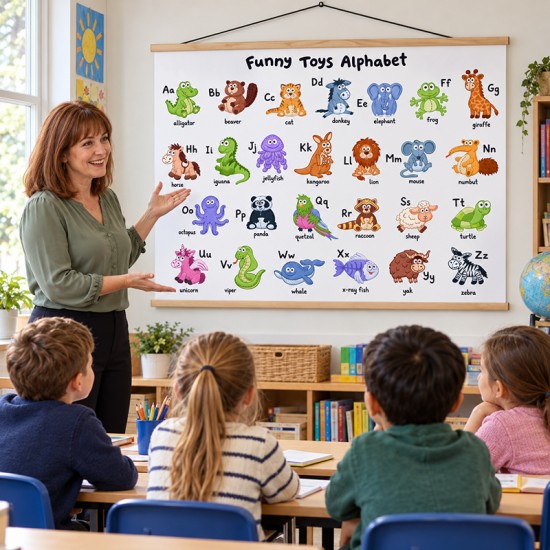 Poster en lona Alfabeto en inglés infantil de 100 x 70 cms. listo para colgar