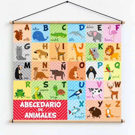 Poster en lona Alfabeto infantil de 90 x 90 cms. listo para colgar