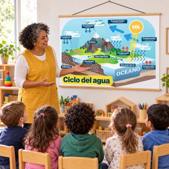 Poster en Lona El ciclo del agua de 70 x 50 cms.
