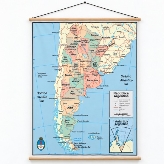 Mapa de Argentina en lona en distintas medidas listo para colgar