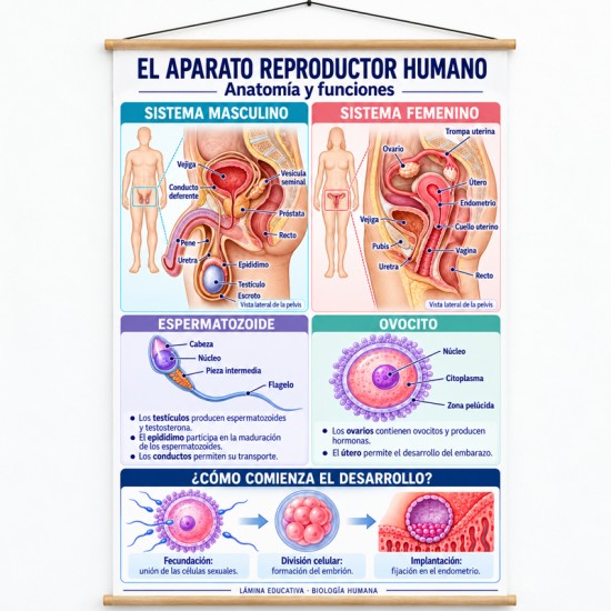 Poster en lona El Aparato Reproductor Humano de 70 x 100 cms. listo para colgar