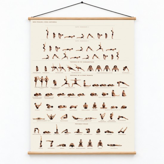 Póster en lona Ashtanga Yoga con Varillas de Madera en distintas medidas listo para colgar